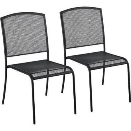 GEC Interion Outdoor Caf Armless Stacking Chair, Steel Mesh, Black, 2 Pack 262085BK